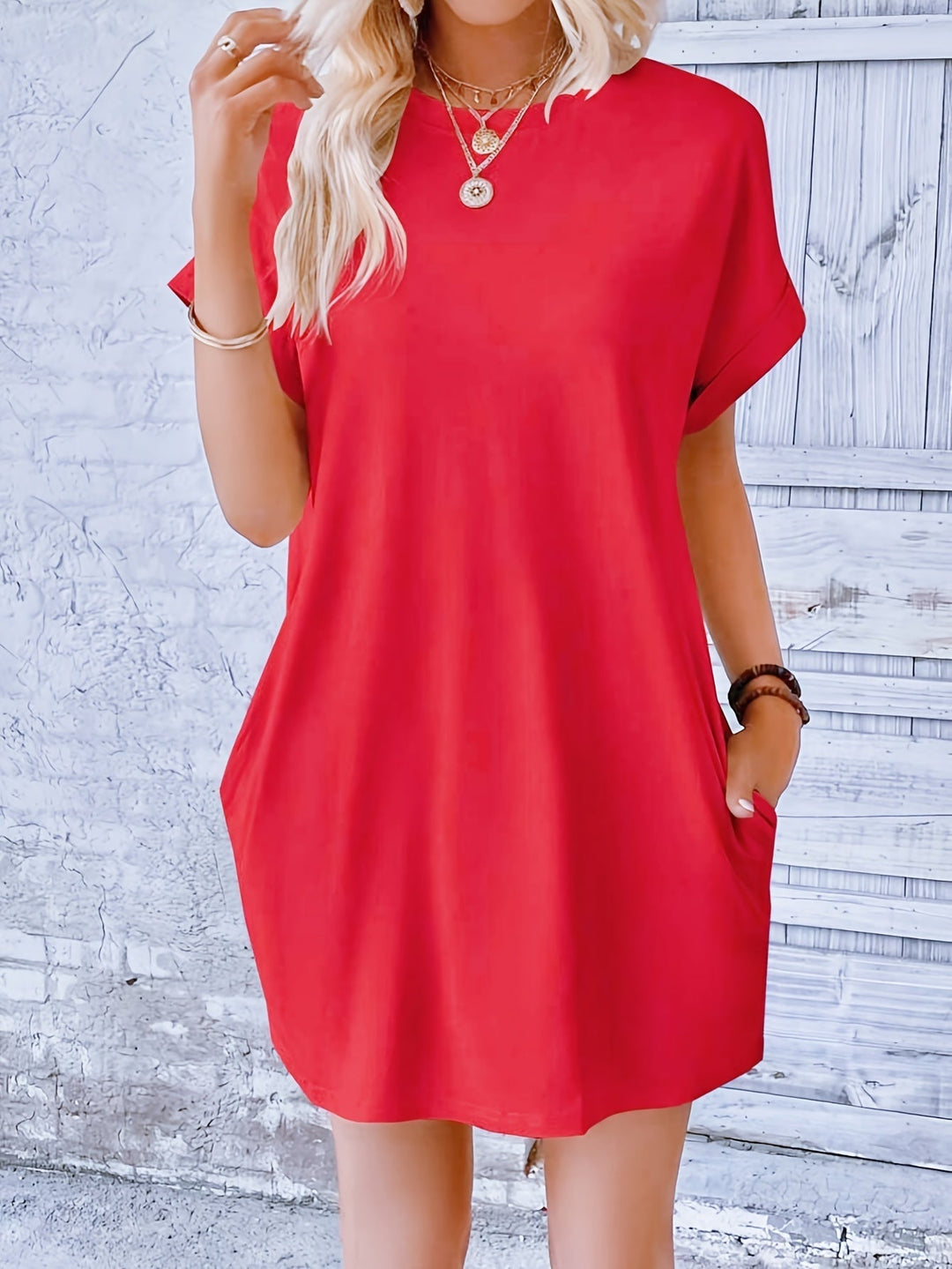 Ruby™ | Elegant Pocket Crew Neck Dress