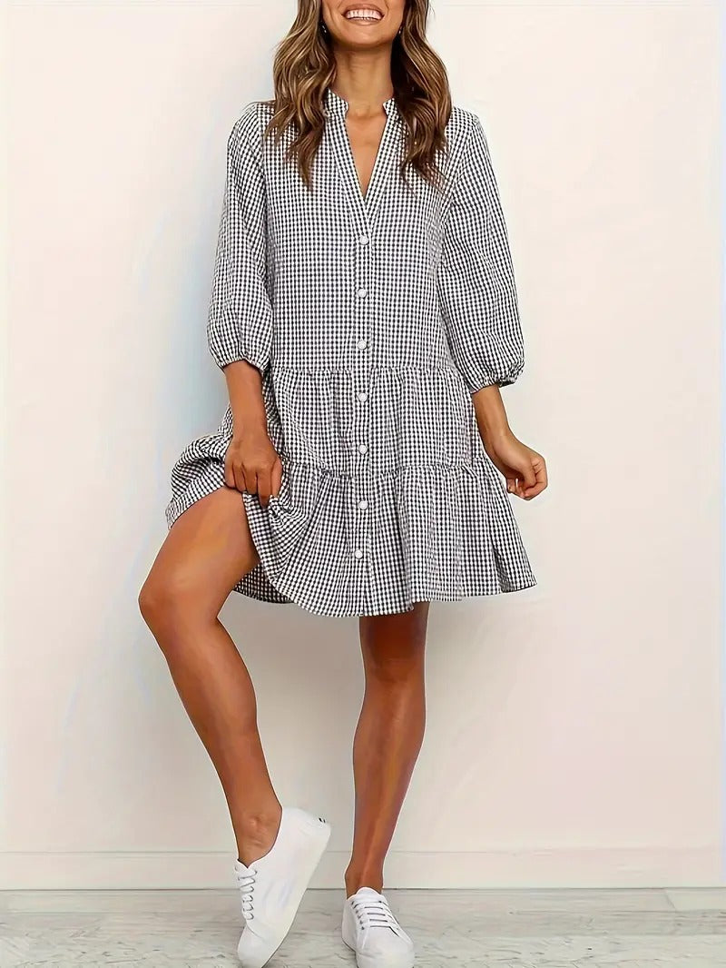 Alina™ | Chic Vibrant Gingham Dress