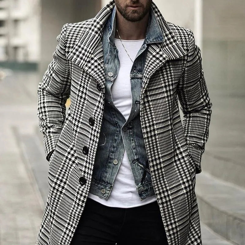 Henry™ - Stylish Retro Double Breasted Long Checkered Coat